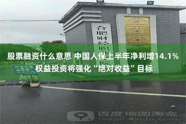 股票融资什么意思 中国人保上半年净利增14.1% 权益投资将强化“绝对收益”目标